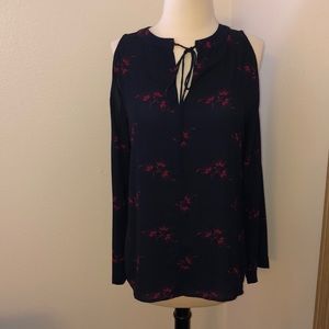 Loft navy cold shoulder blouse.
